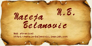 Mateja Belanović vizit kartica